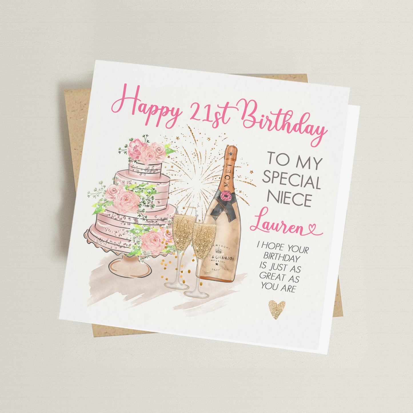 21st Birthday Card - For Niece, Daughter, Granddaughter, Sister, Friend and more...
