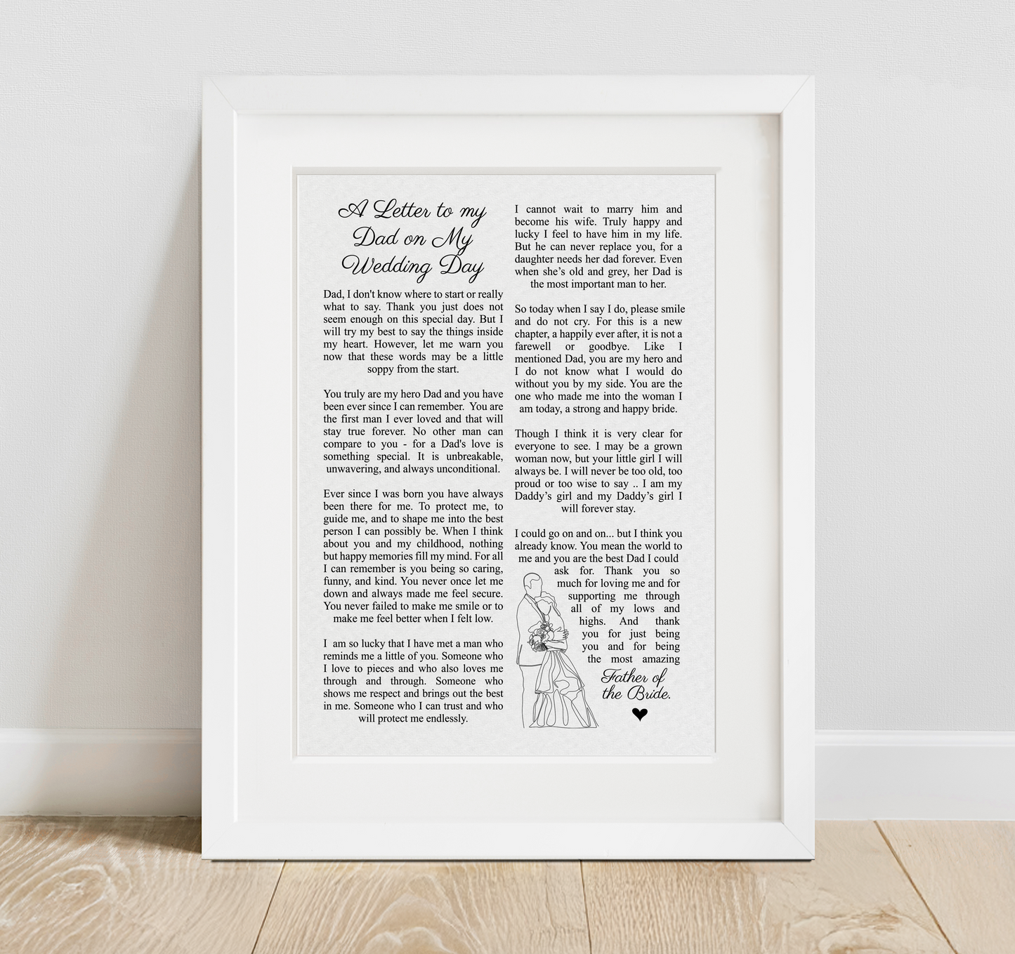 Letter to my Dad on Wedding Day Print