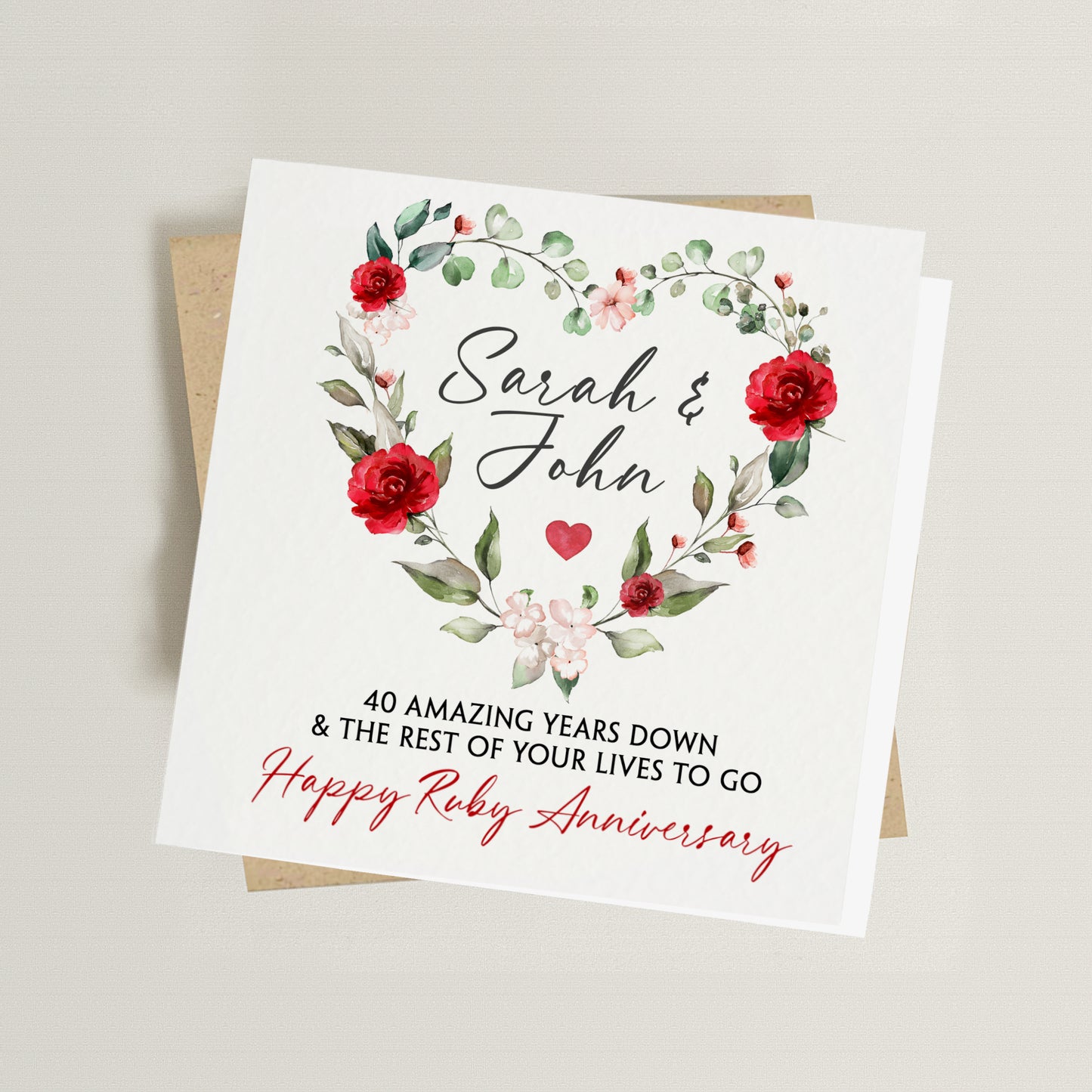 Ruby Anniversary Heart Card