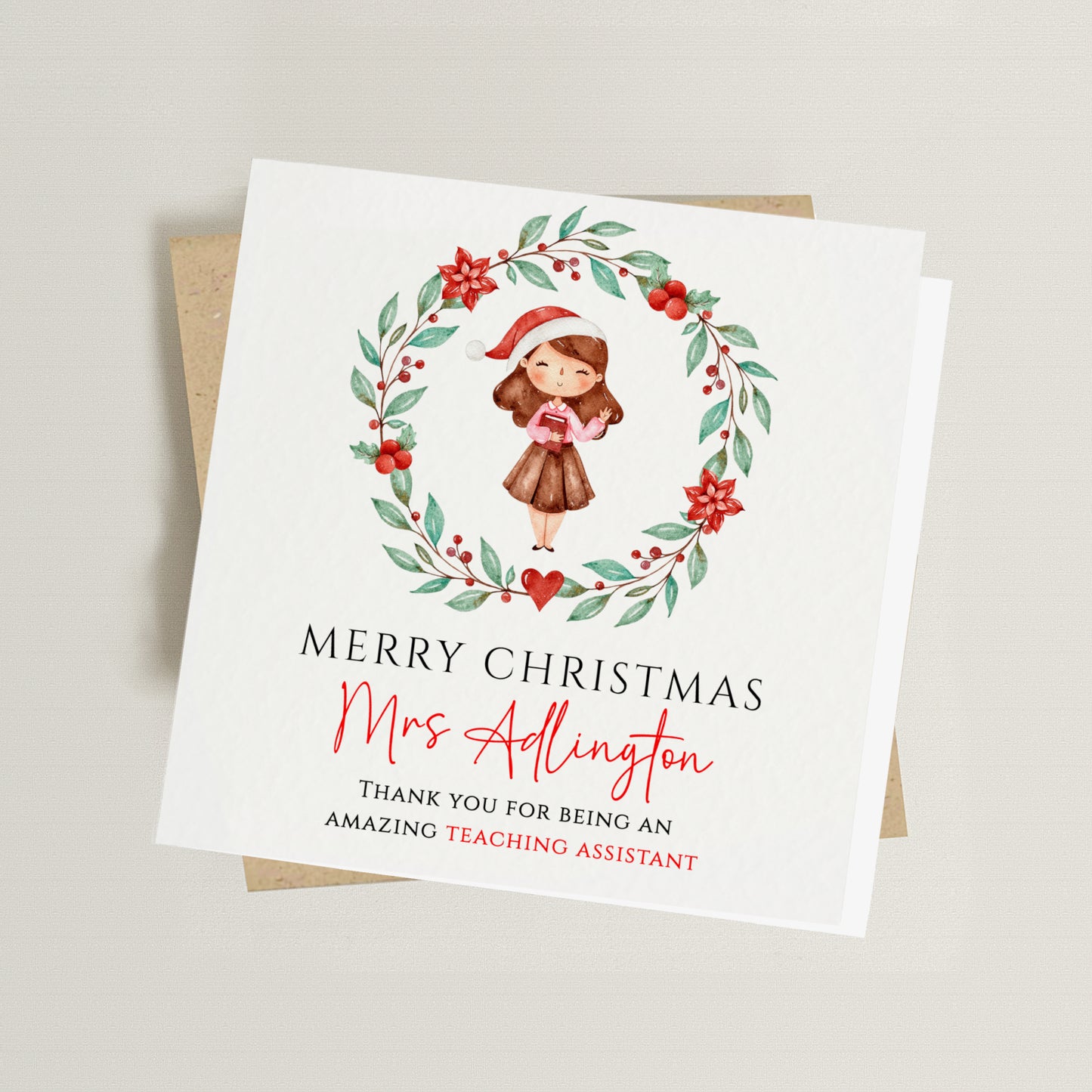 Personalised Teaching Assistant Christmas Card