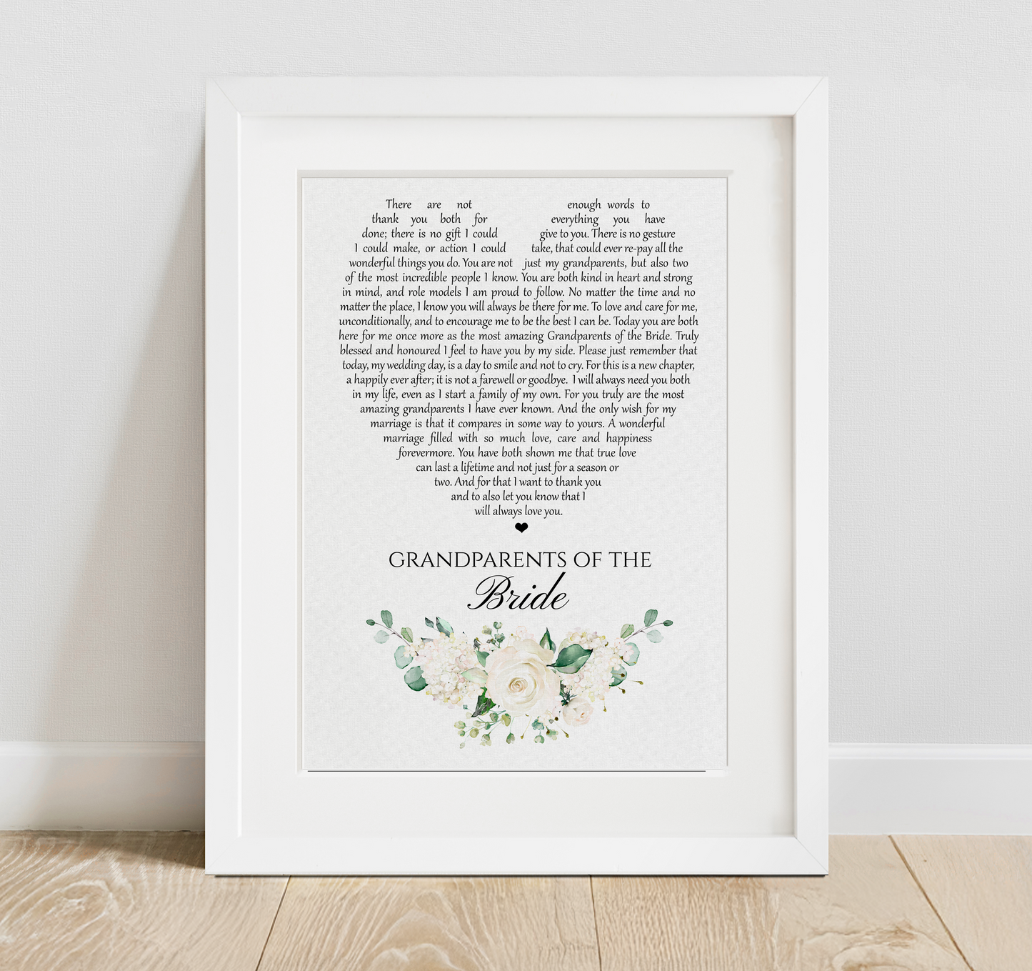 Grandparents of the Bride Heart Poem Print