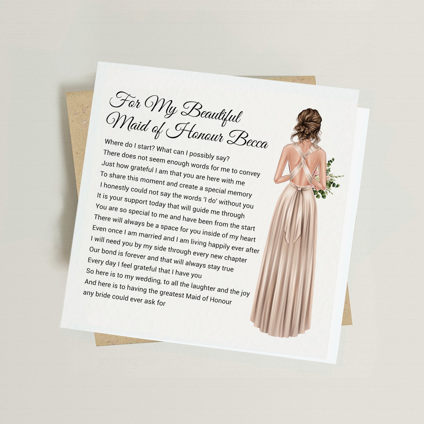 Personalised Maid of Honour Card