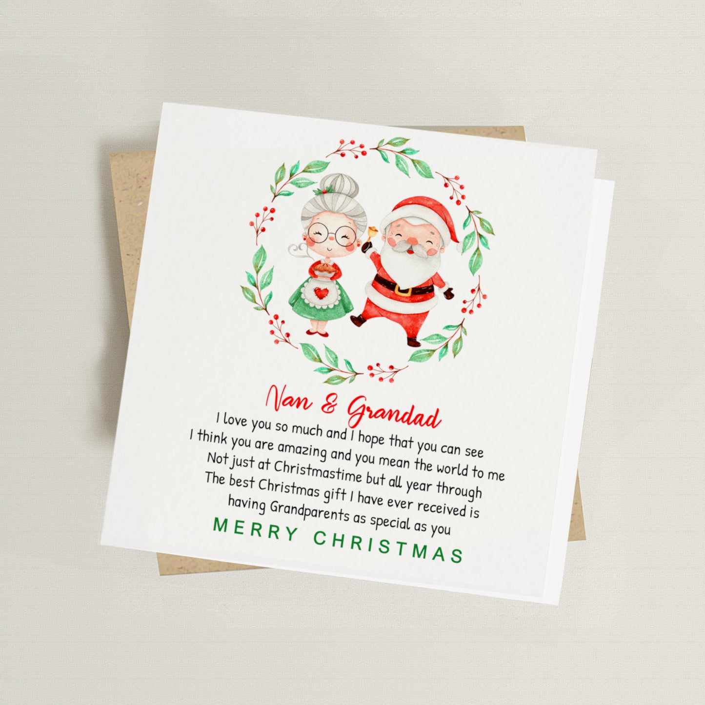 Nan and Grandad Christmas Poem Card