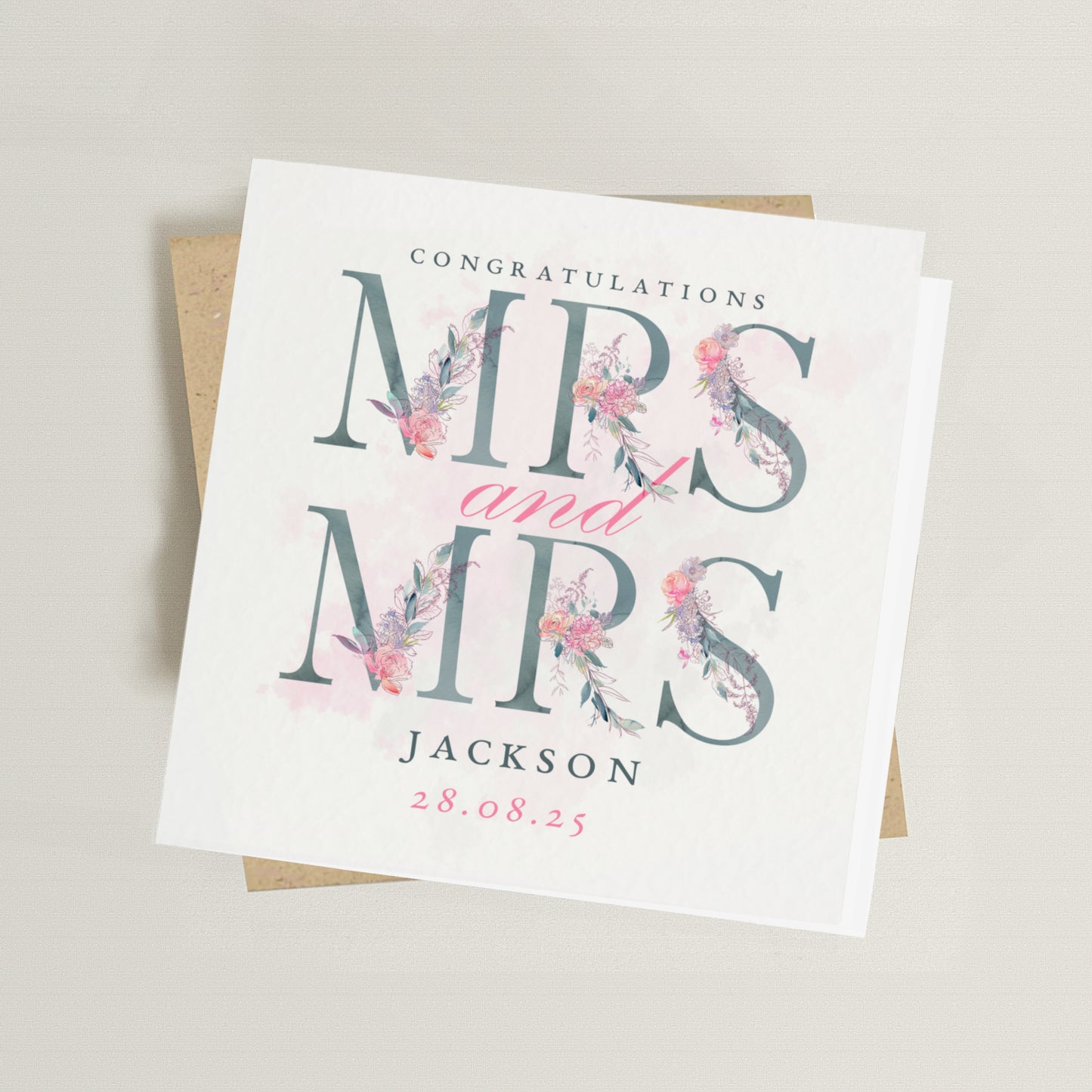 Personalised Mrs & Mrs Wedding Card