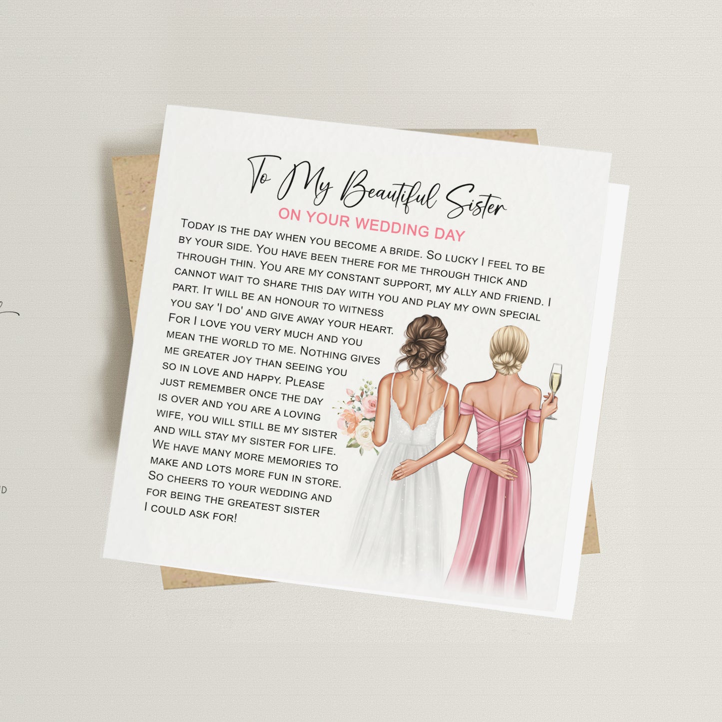 Personalised Sister Wedding Card