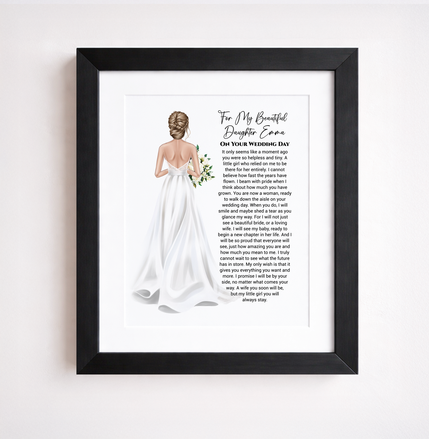 Daughter on your Wedding Day Poem Print