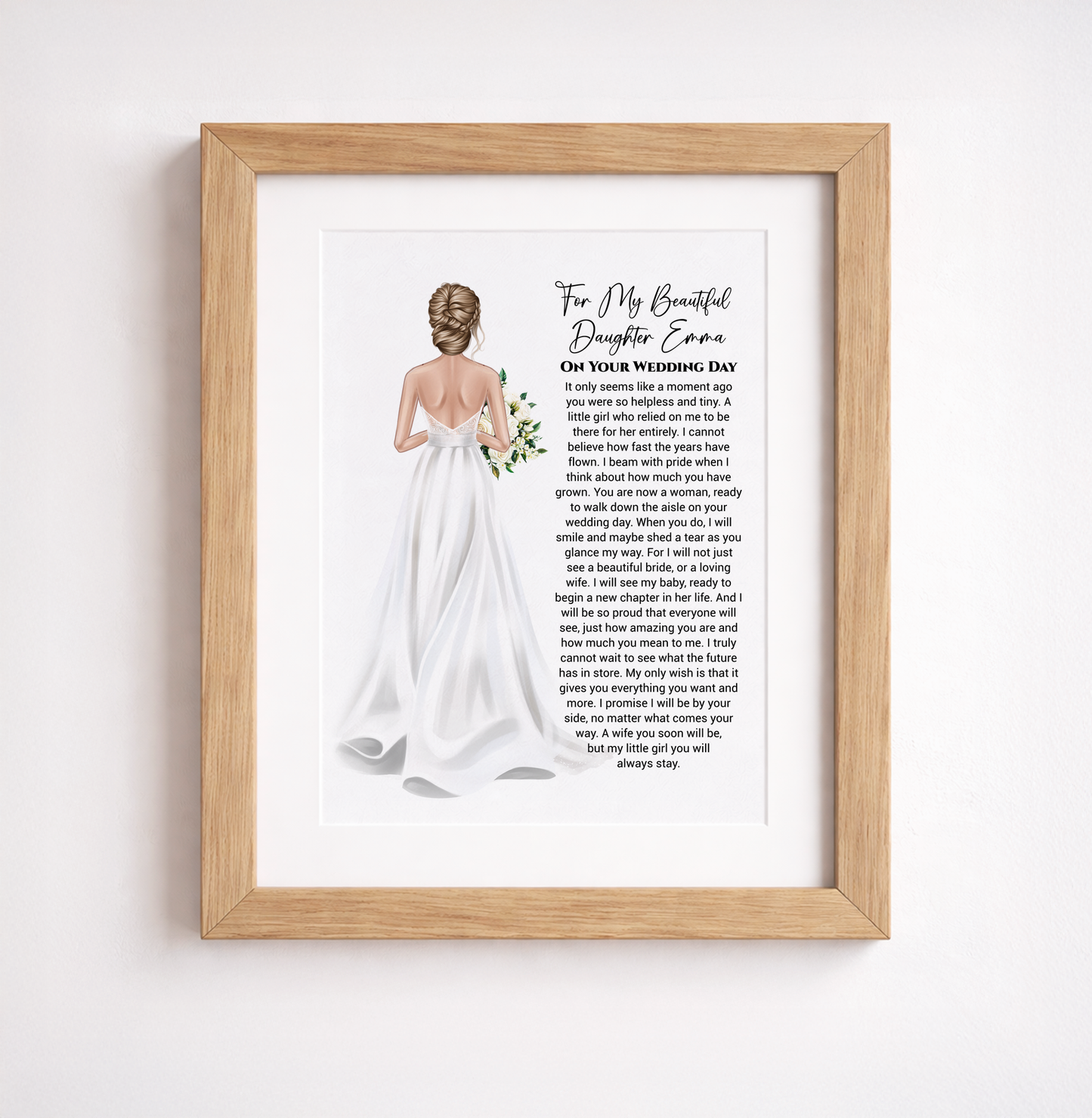 Daughter on your Wedding Day Poem Print