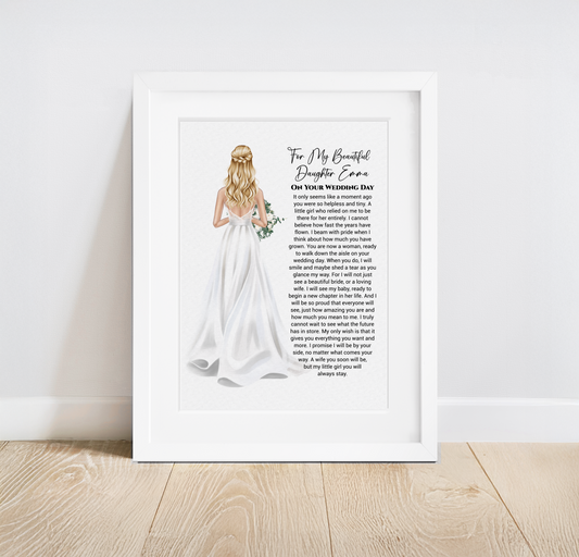 Daughter on your Wedding Day Poem Print