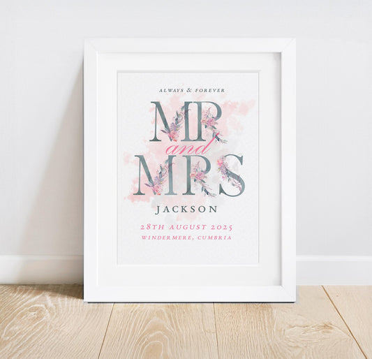 Mr & Mrs Wedding Print Gift