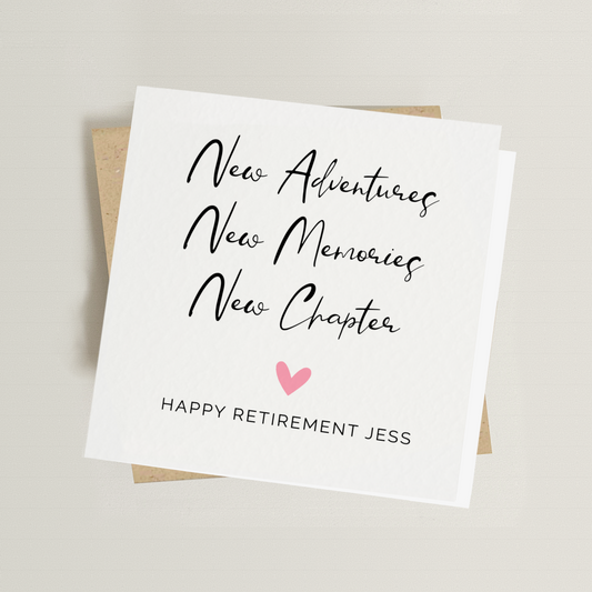 Personalised New Adventure, New Memories, New Chapter Retirement card