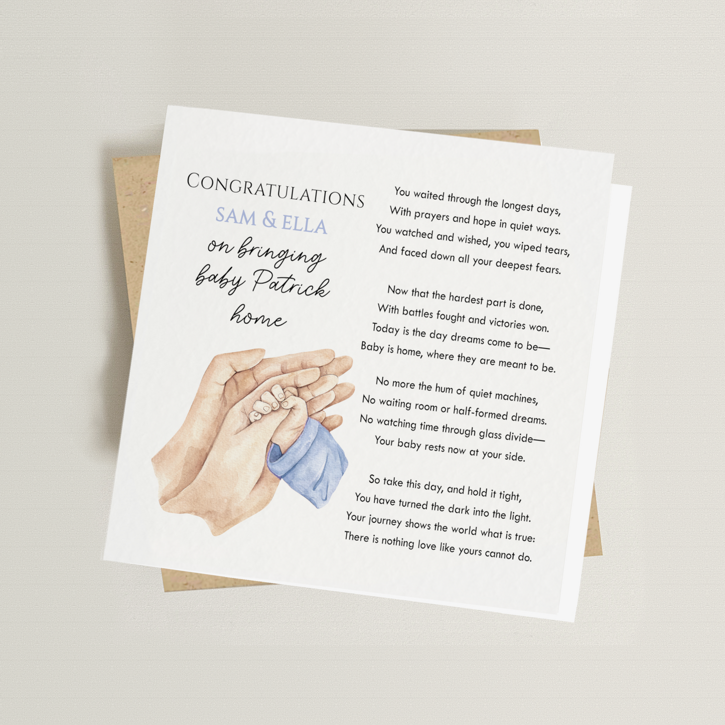 Personalised Premature Baby Homecoming Card