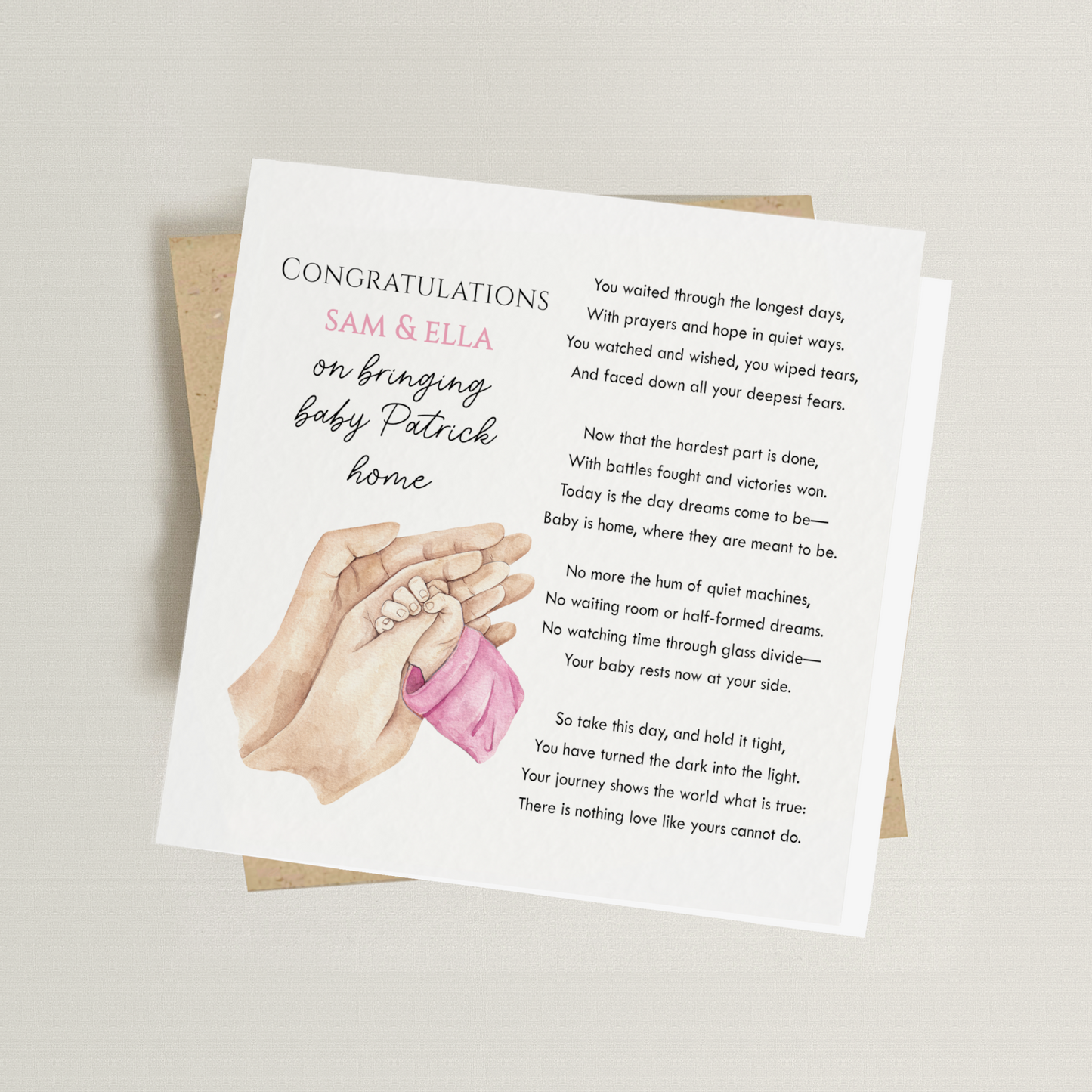 Personalised Premature Baby Homecoming Card