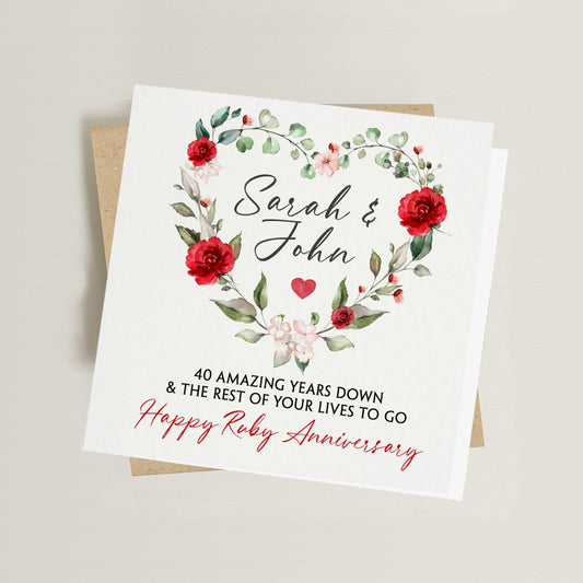 Ruby Anniversary Heart Card