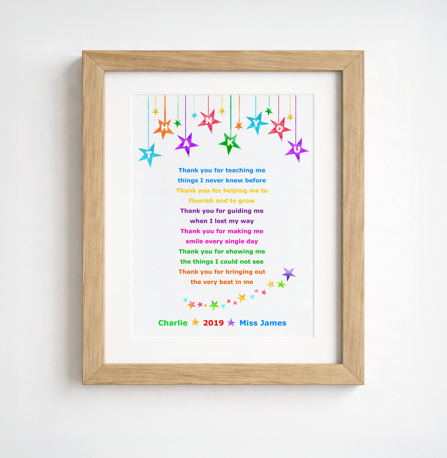 Bright Thank You Teacher Poem Print