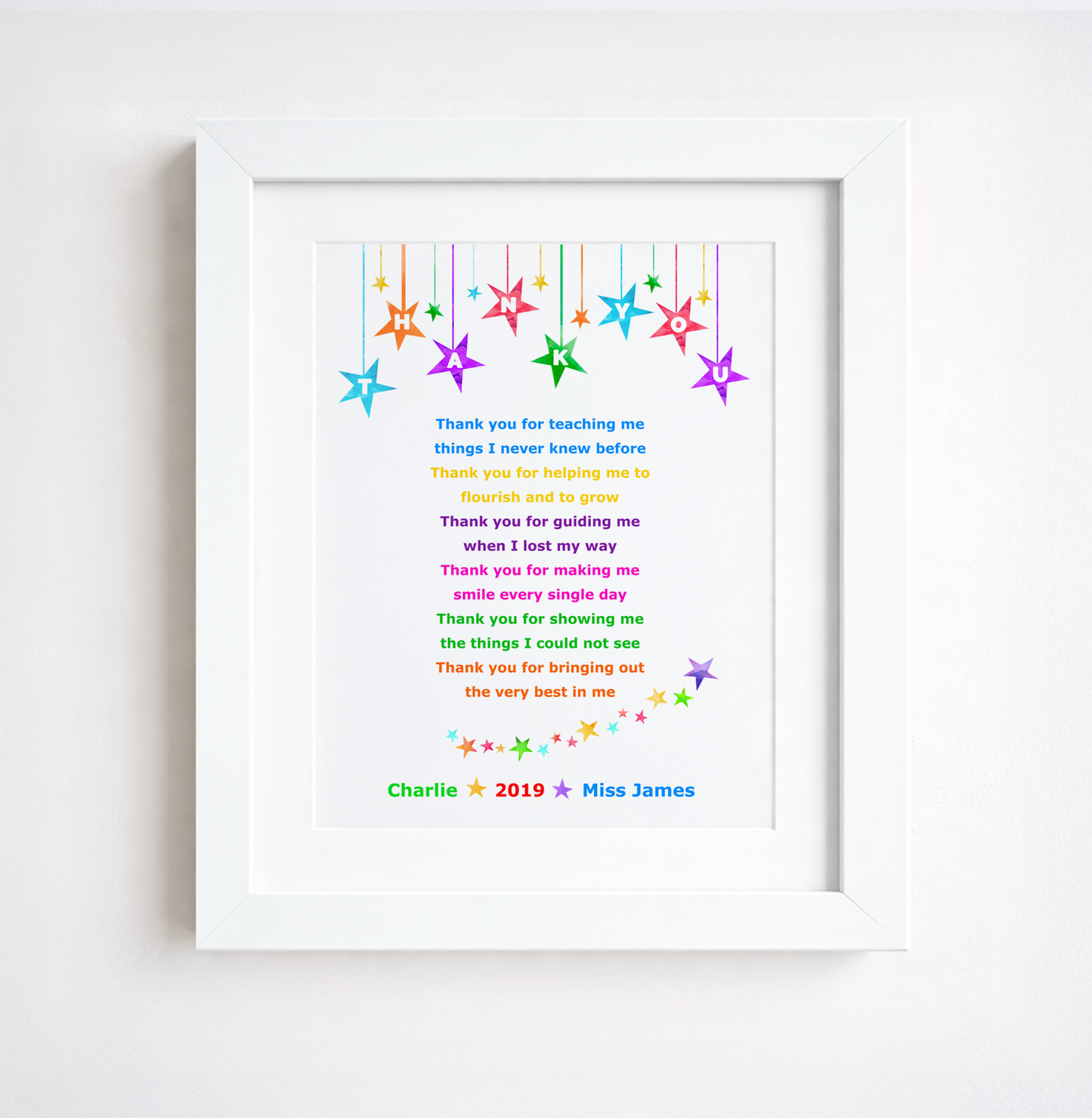 Bright Thank You Teacher Poem Print