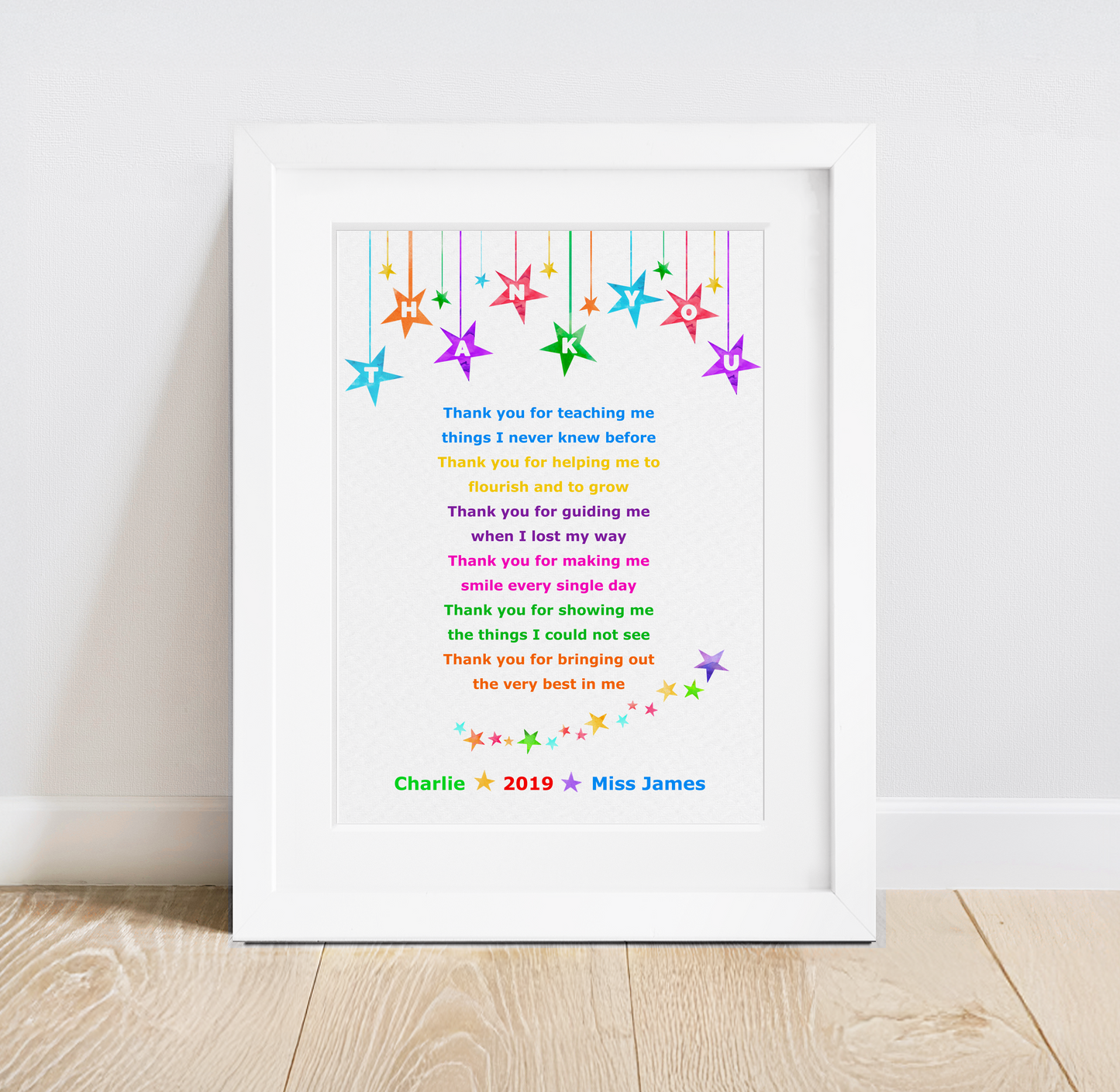 Bright Thank You Teacher Poem Print