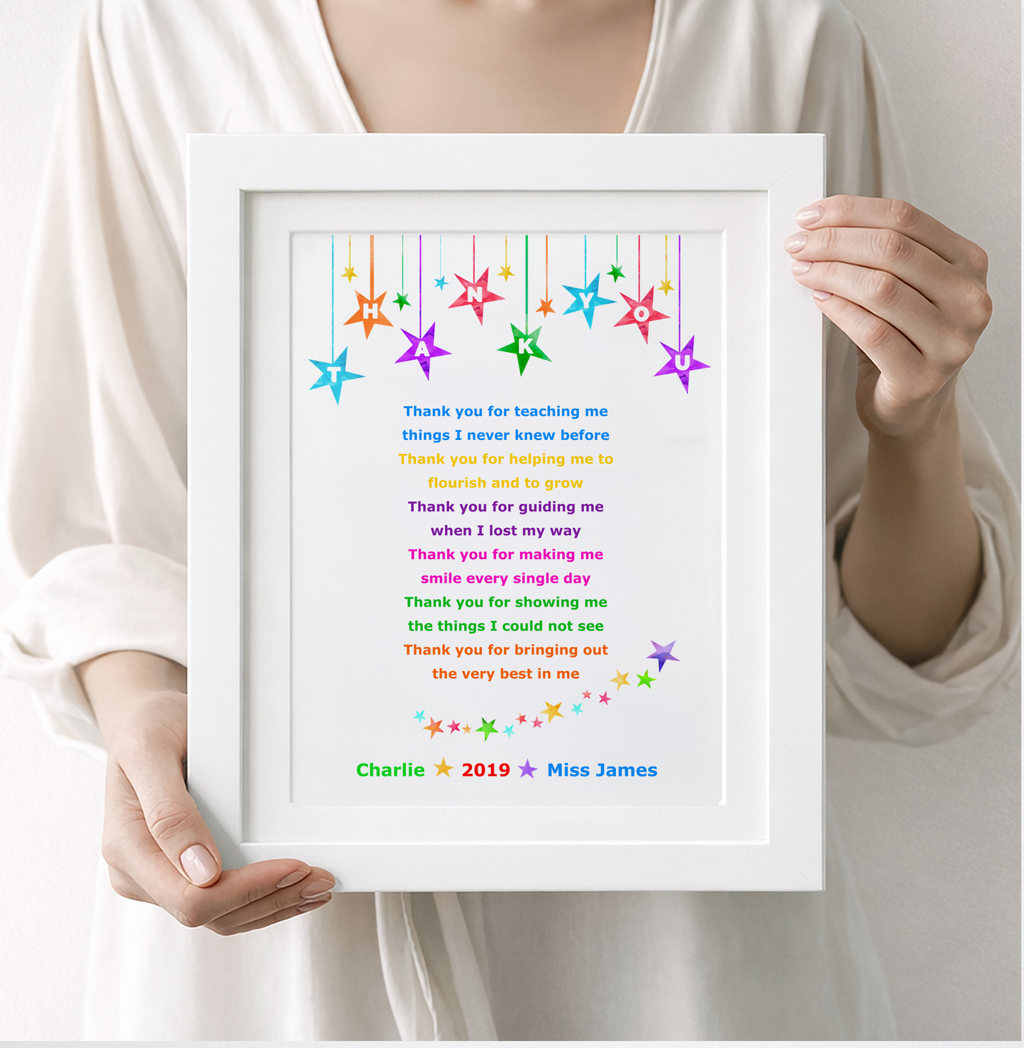 Bright Thank You Teacher Poem Print