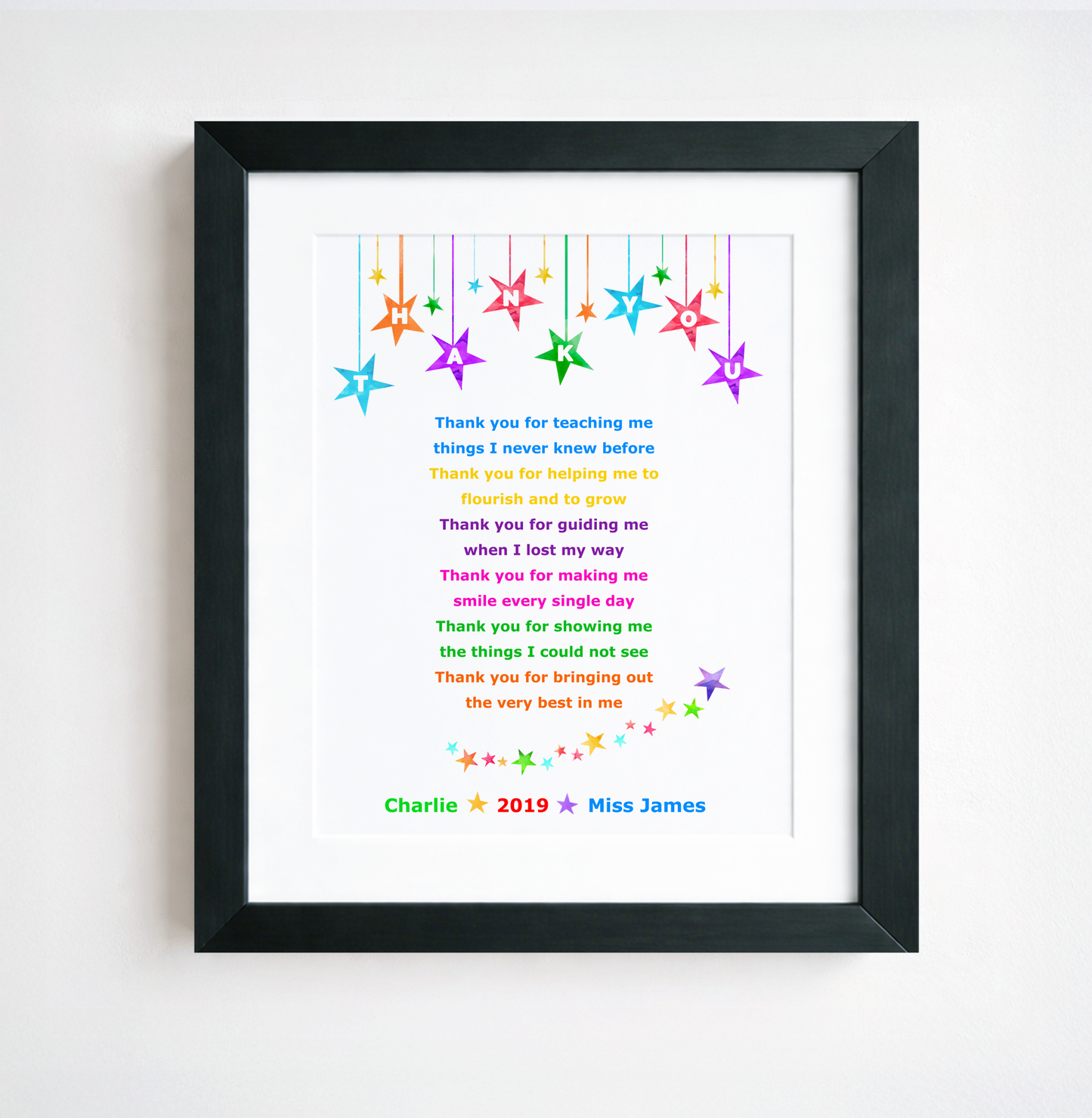 Bright Thank You Teacher Poem Print