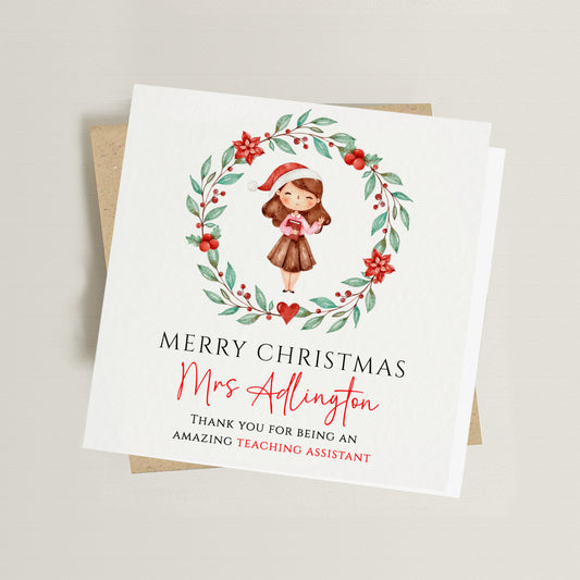 Personalised Teaching Assistant Christmas Card