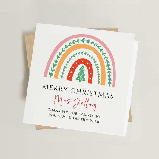 Personalised Teacher Christmas Card