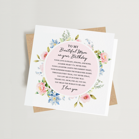Beautiful Mum Birthday Poem Card