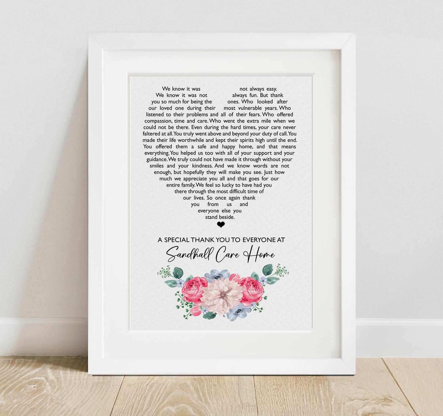 Thank You Care Home Poem Print