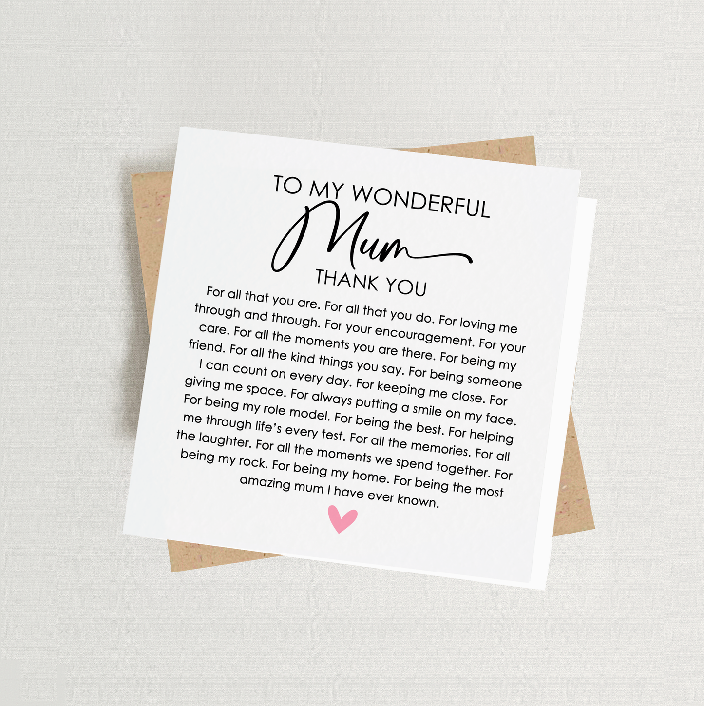 Wonderful Mum Poem Card