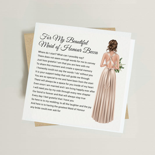 Personalised Maid of Honour Card