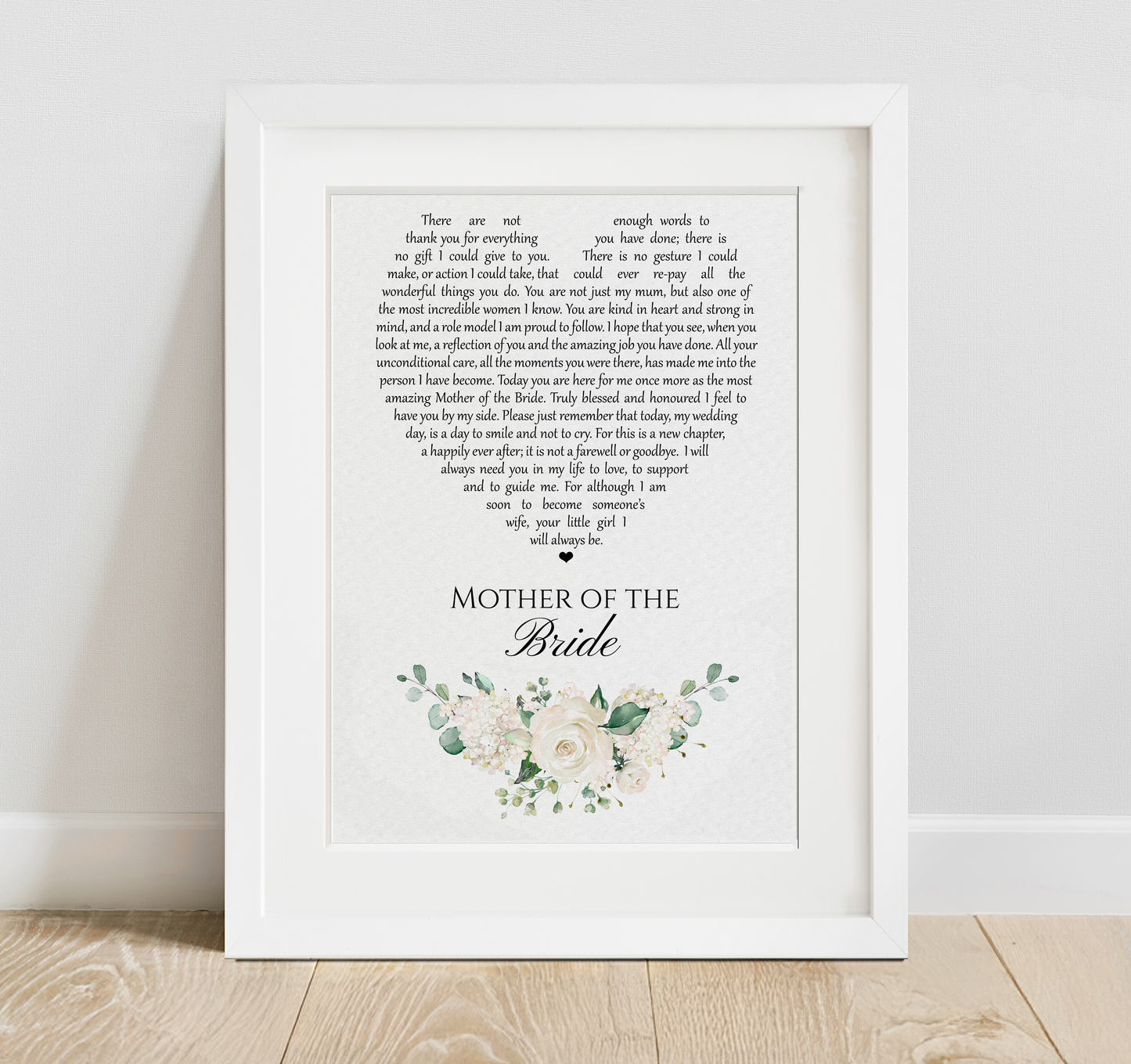 Mother of the Bride Heart Poem Print