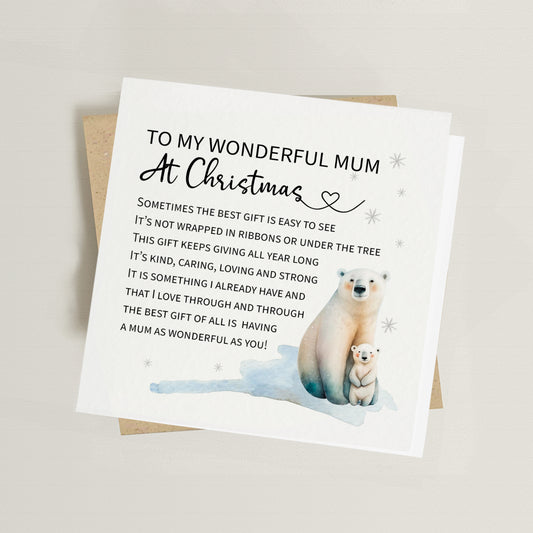 Wonderful Mum Christmas Poem Card