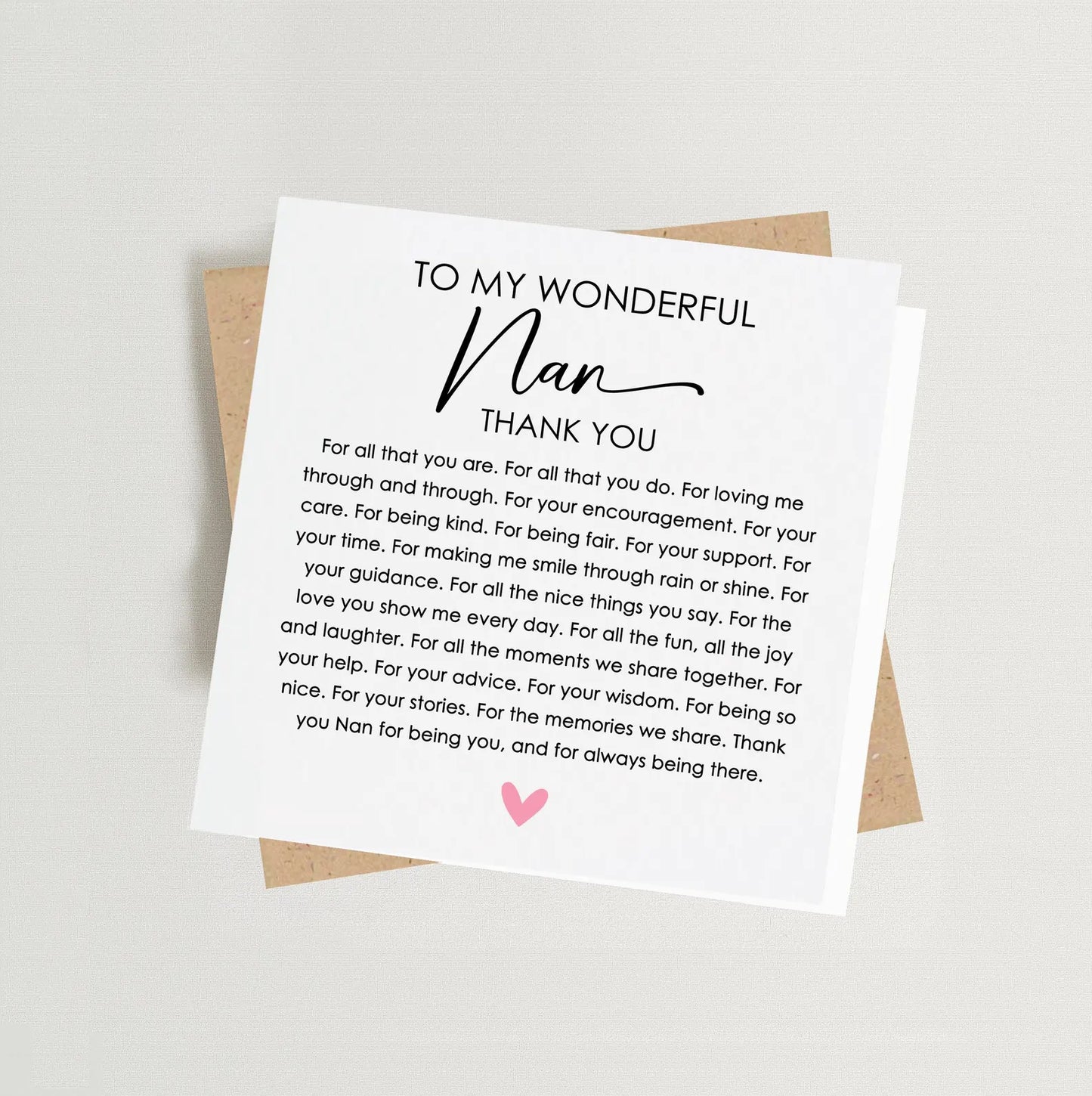 Heartfelt Nan Verse Card
