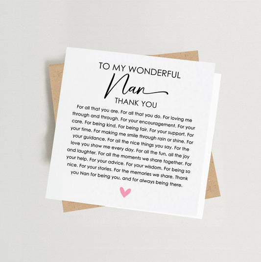 Heartfelt Nan Verse Card