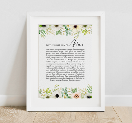 Grandmother or Nan Poem Print