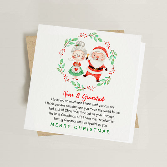 Nan and Grandad Christmas Poem Card
