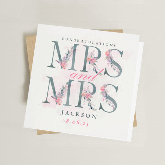 Personalised Mrs & Mrs Wedding Card