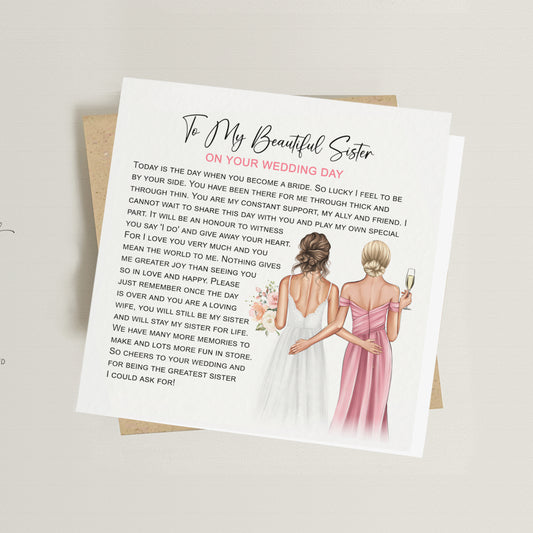 Personalised Sister Wedding Card