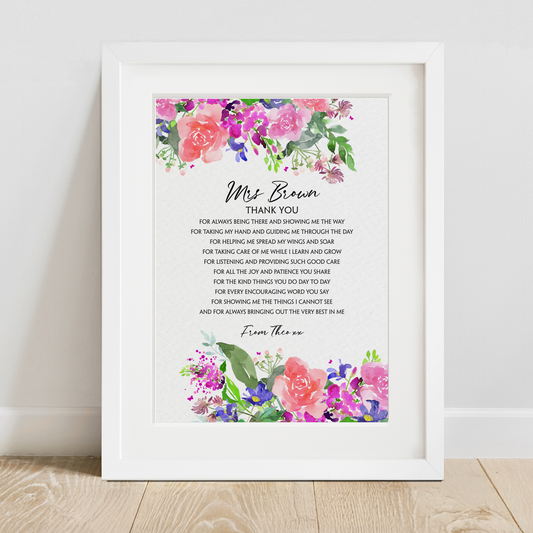 Thank You Childcare Poem Print