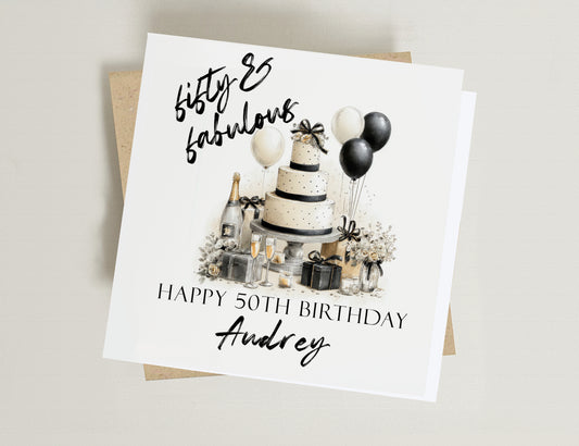 50 and Fabulous Birthday Card