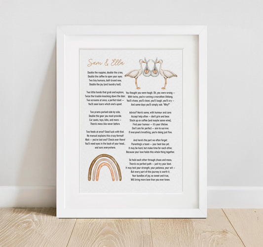 Funny Twin Poem Print